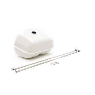 Long range fuel tank "Jockeys Boxenstop" RH carbs (12ltr.) Series 1-3/DL/GP/Serveta -white-