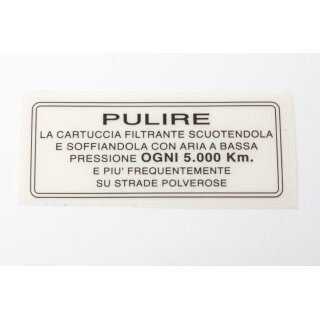 Aufkleber Luftfilter späte Serie 3/DL/GP
