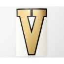 Buchstabe "V" gold/schwarz 125x65mm