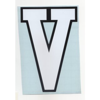 Buchstabe "V" weiß/schwarz 125x65mm