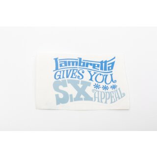 Aufkleber "Lambretta gives you SX Appeal", blau/weiß, ca.9x7cm