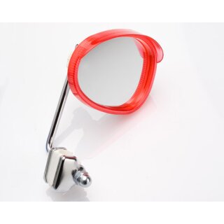 Legshield mirror "kidney" white/red (left)