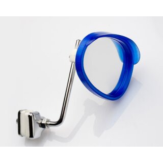 Legshield mirror "kidney" white/blue (left)