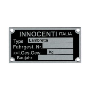 Typenschild "Innocenti Italia"