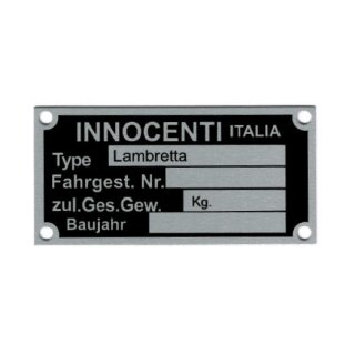 Typenschild "Innocenti Italia"