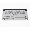 Typenschild "Scooters India Ltd" für GP 150