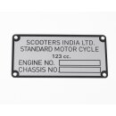 Vin plate "Scooters India Ltd" für GP 125