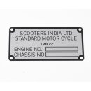 Typenschild "Scooters India Ltd" für GP 200