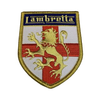 Aufnäher gestickt "Lambretta" Wappen, St- George cross/L”we, ca. 80x65mm