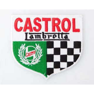 Aufnäher gestickt Castrol-Lambretta, ca. 65x72mm