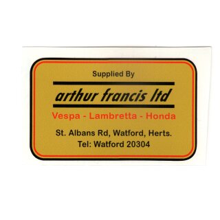 Aufkleber "arthur francis ltd" ca. 9x5,5cm