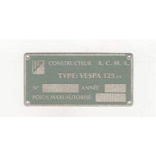 Vin plate ACMA 125cc (59x33mm)