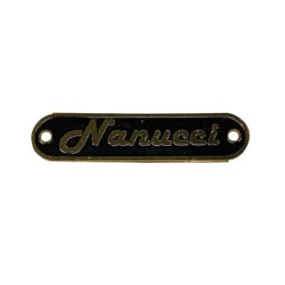 Schriftzug "Nanucci" schwarz/gold -Sitzbank-