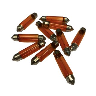 Festoon bulb -set of 10- 12V 10W orange (11x44mm SV8.5)