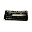 Vin plate "CYCLO VESPA - TYPE V5A"  (89x43mm)
